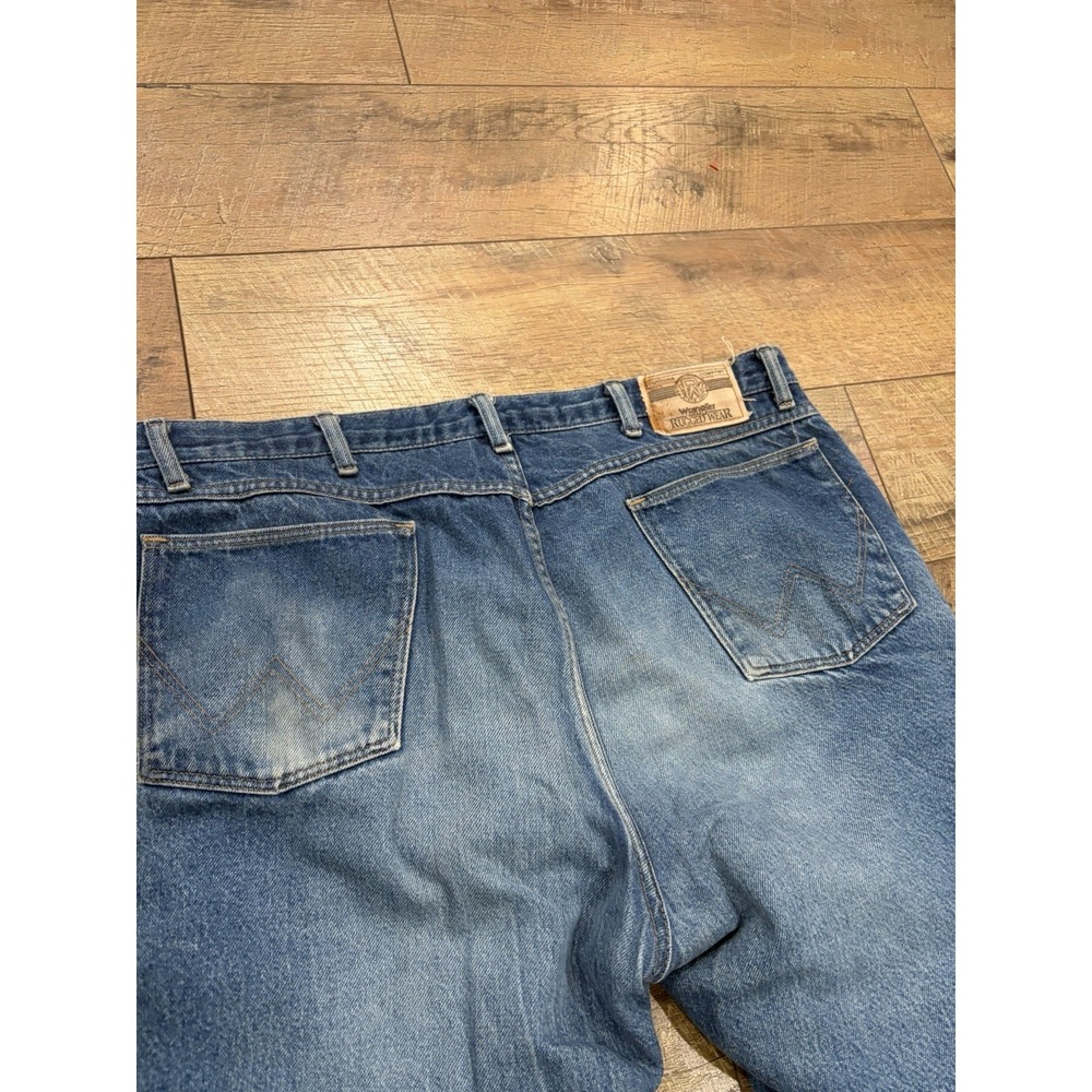 Vintage 90s Wrangler Rugged Wear Fleece Lined Jeans Made In USA Blue 38x30.5 - Picture 6 of 10